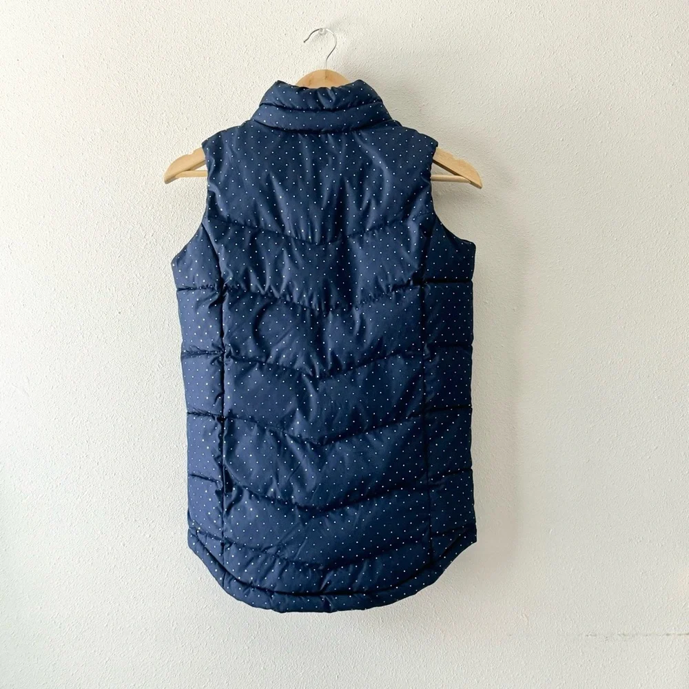Gap girls puffer vest navy blue mini polka dot